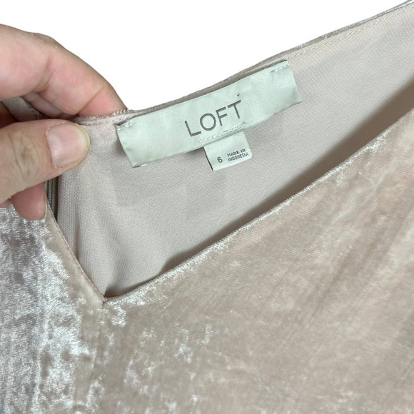 VTG LOFT Light Pink Crushed Velvet Velour Zip Up V Neck Shift Mini Dress 6 Fairy - Picture 5 of 9